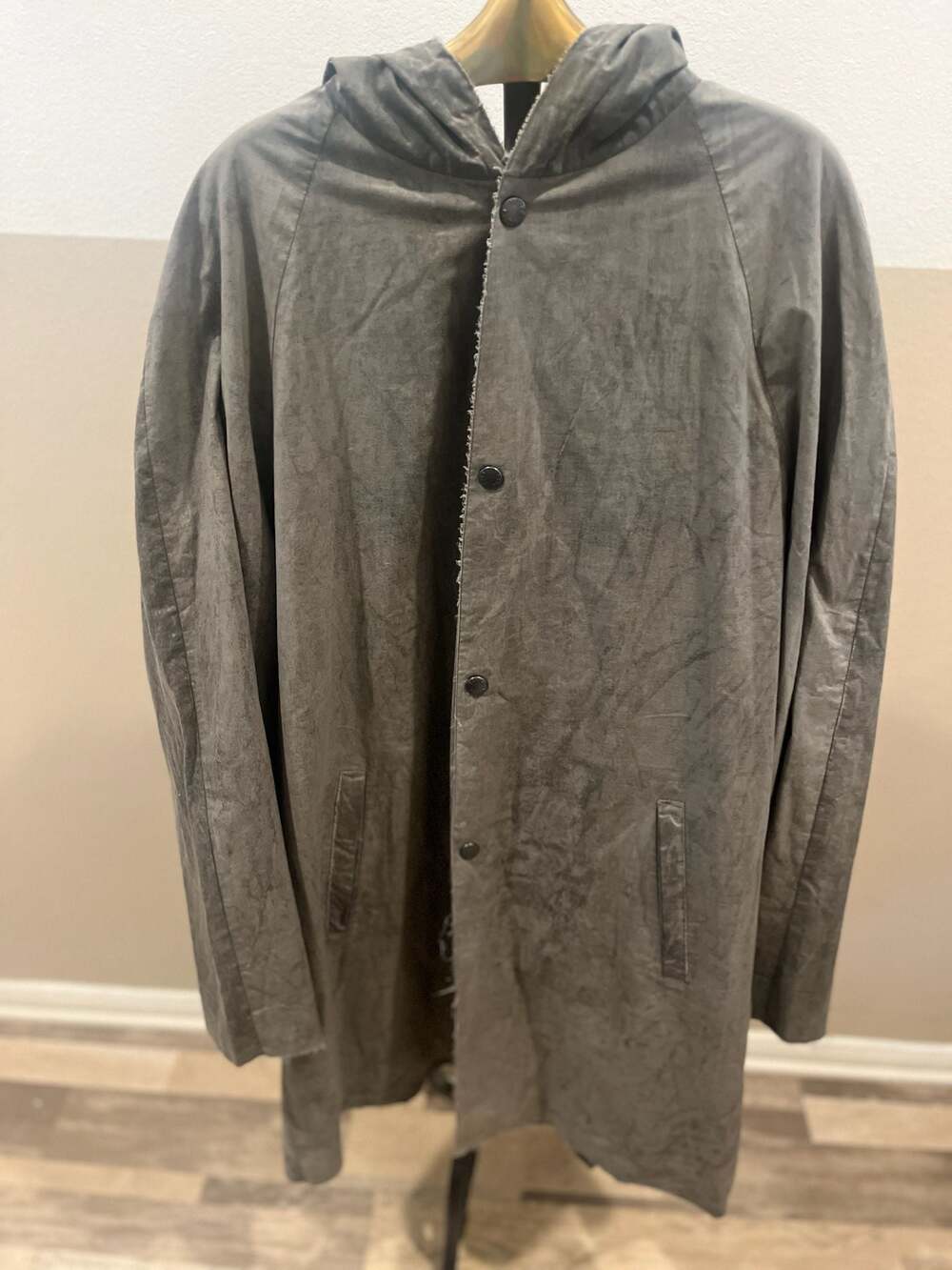 Prada Milano Gray Hooded Raincoat Size M